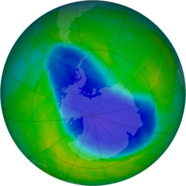 Antarctic ozone map for 20 November 2010